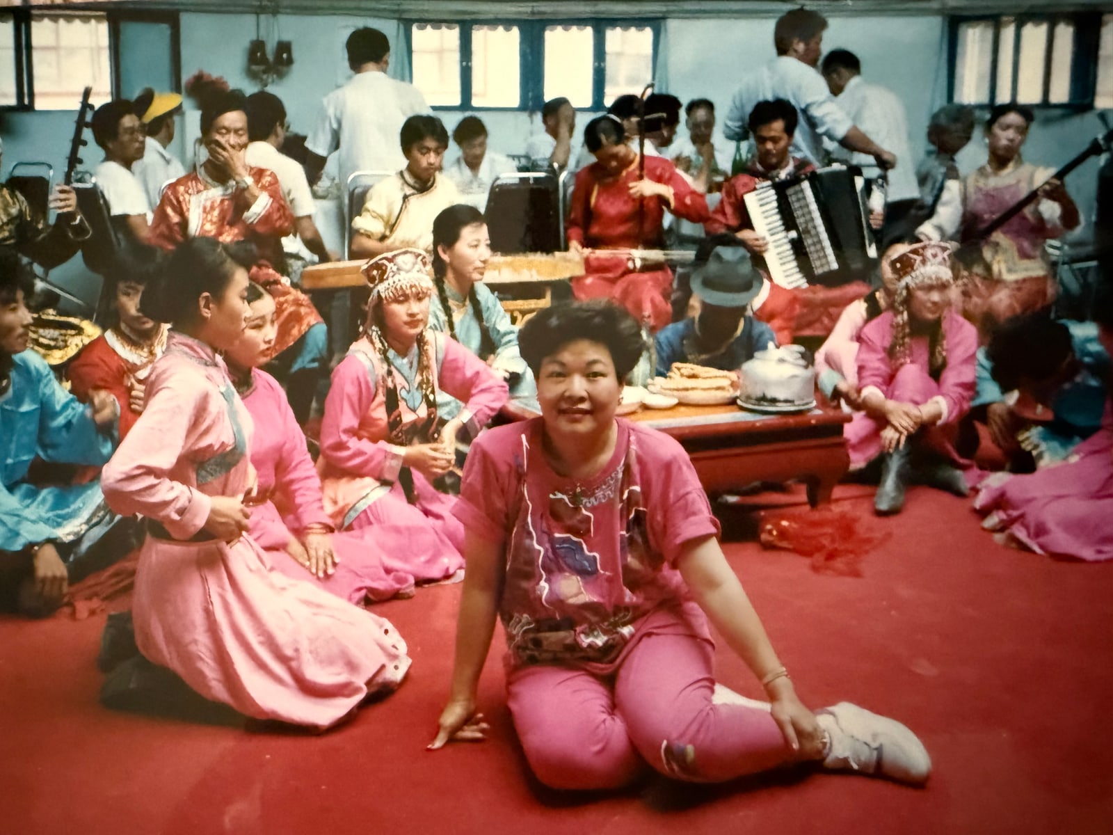 Backstage with folk performers