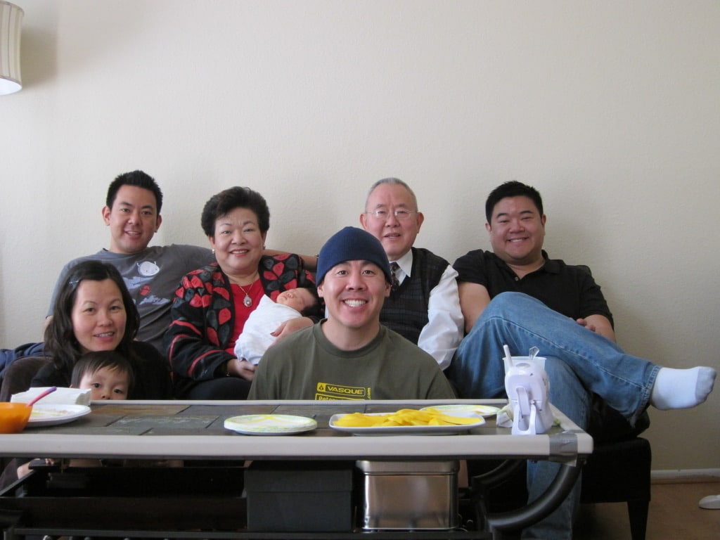 A family gathering, with a newborn