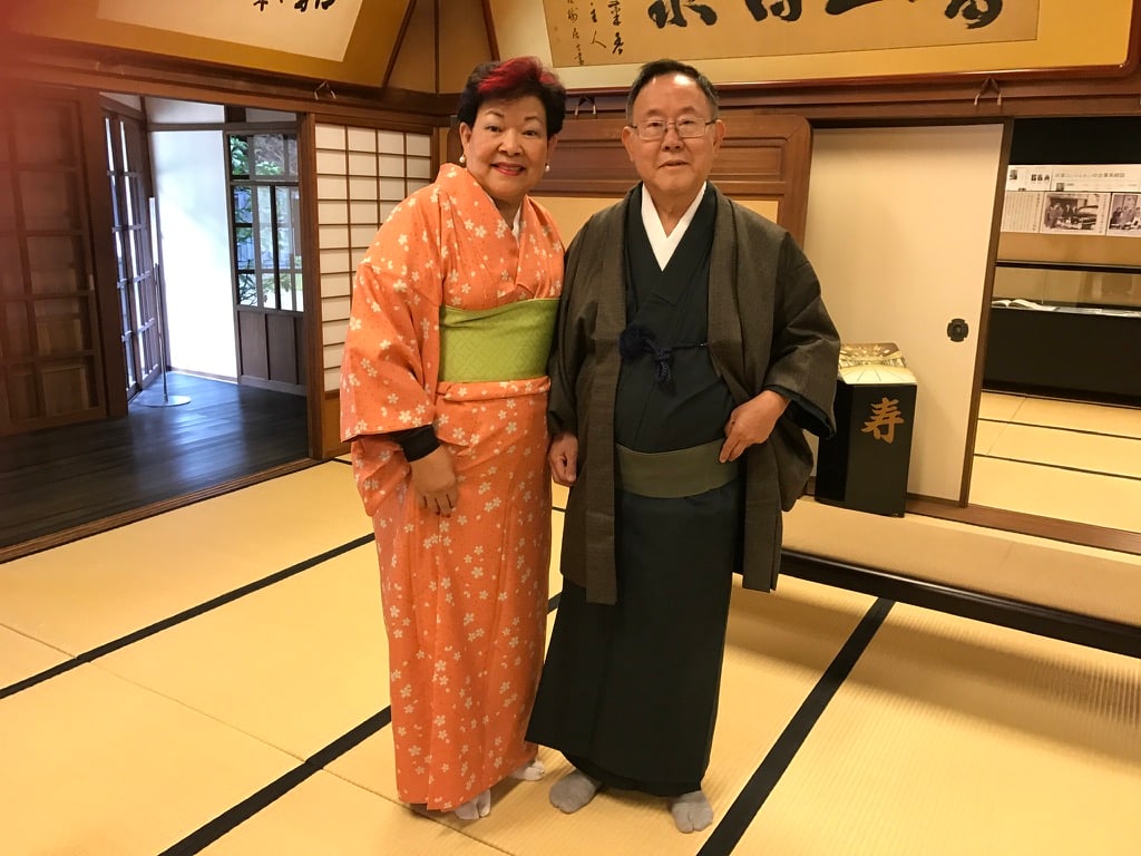 In kimono and hakama