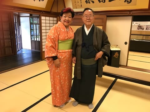 In kimono and hakama