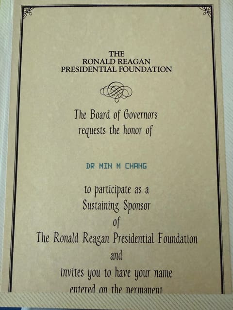 Ronald Reagan Presidential Foundation invitation