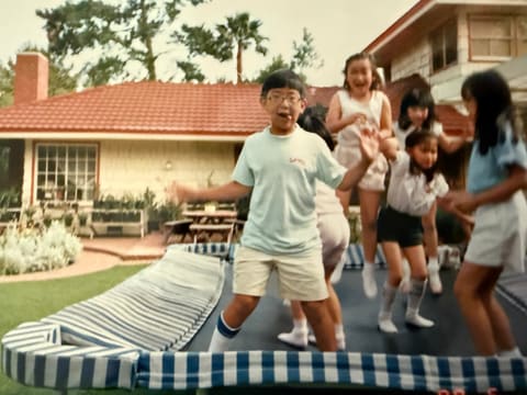 Children on a trampoline