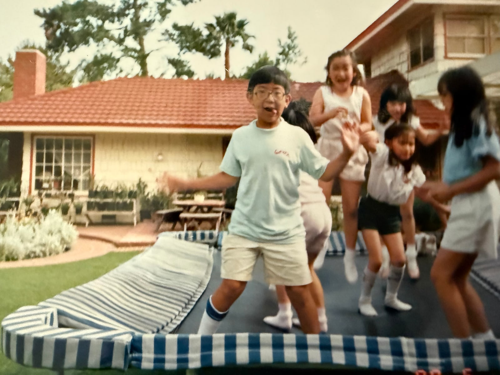 Children on a trampoline